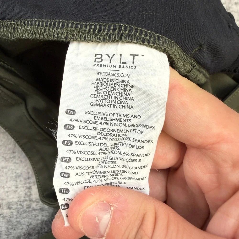BYLT Every Day Pants 2.0 Mens 34 (32x30) Green Taper Chino Commuter Tech Stretch